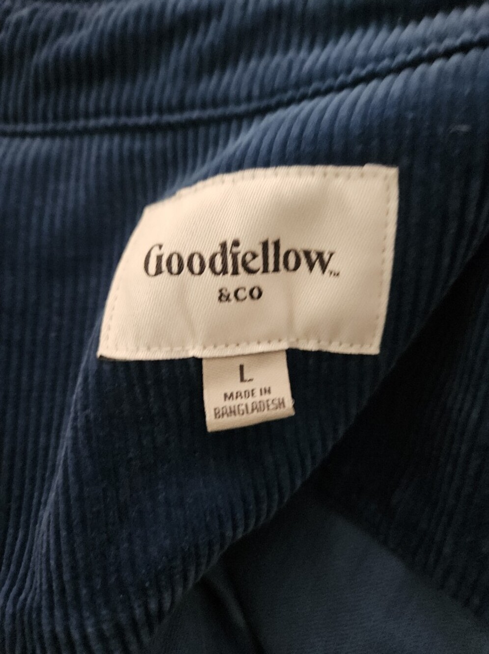 Goodfellow Corduroy Blue Shacket Large - Picture 4 of 4